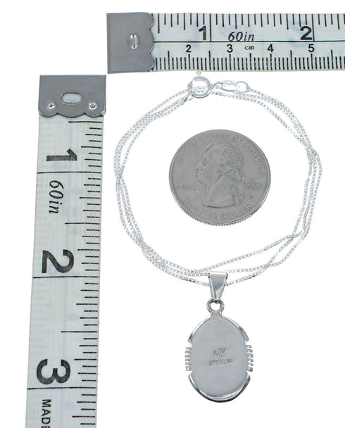 Southwest Jet Mother of Pearl Inlay Sterling Silver Box Chain Necklace Set JX129124